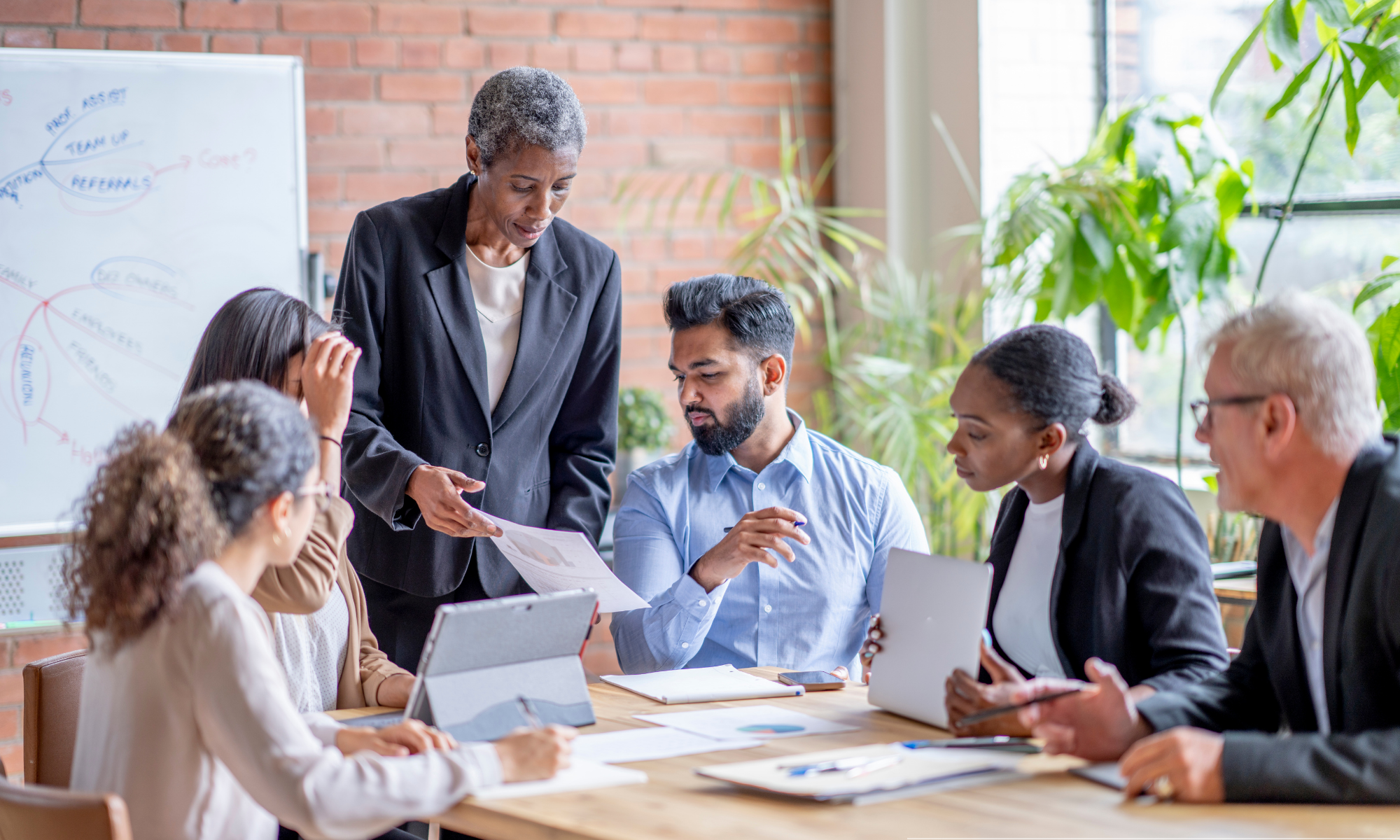 Leaders discussing a business decision