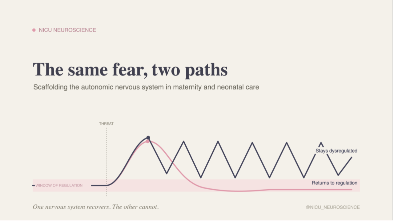 Frightening and violating. Sympathetic mobilisation and parasympathetic co-activation spike together, the blended freeze, and with no felt safety or co-regulator the system cannot settle or discharge.