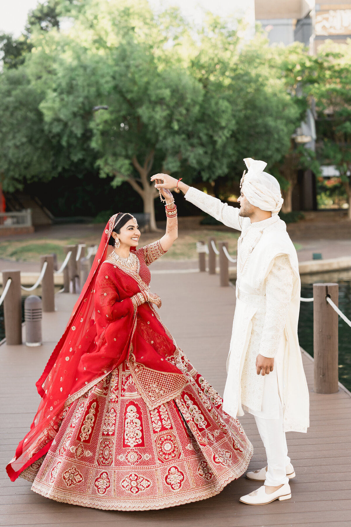 Couple mid-movement during portraits