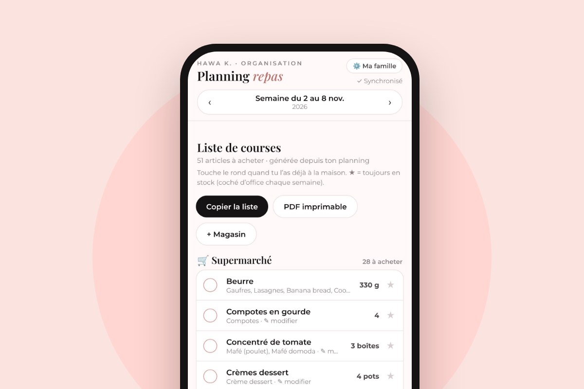 La liste de courses par magasin