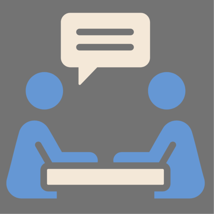 2 people talking