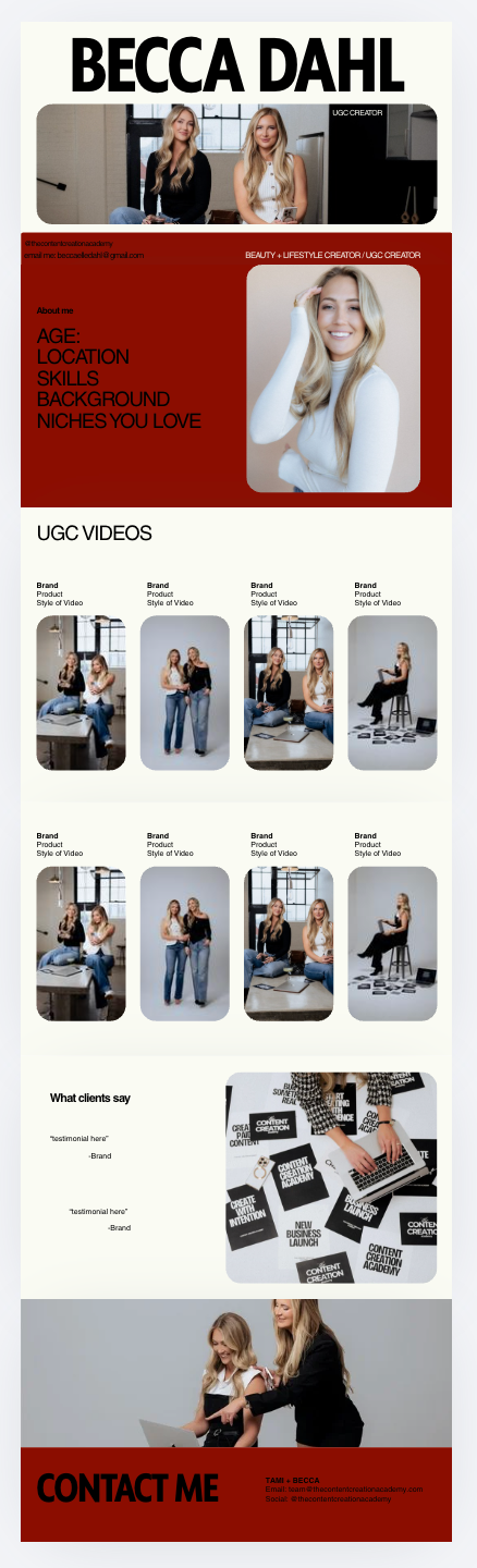 Screenshot of the Premium UGC Portfolio Template, section 3