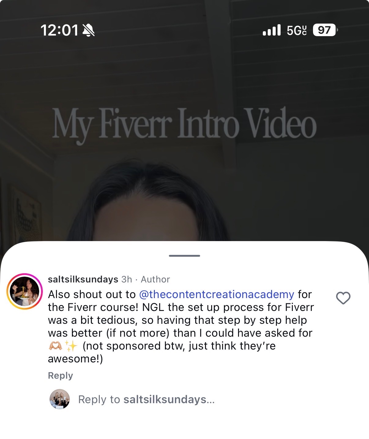 Instagram comment from saltsilksundays