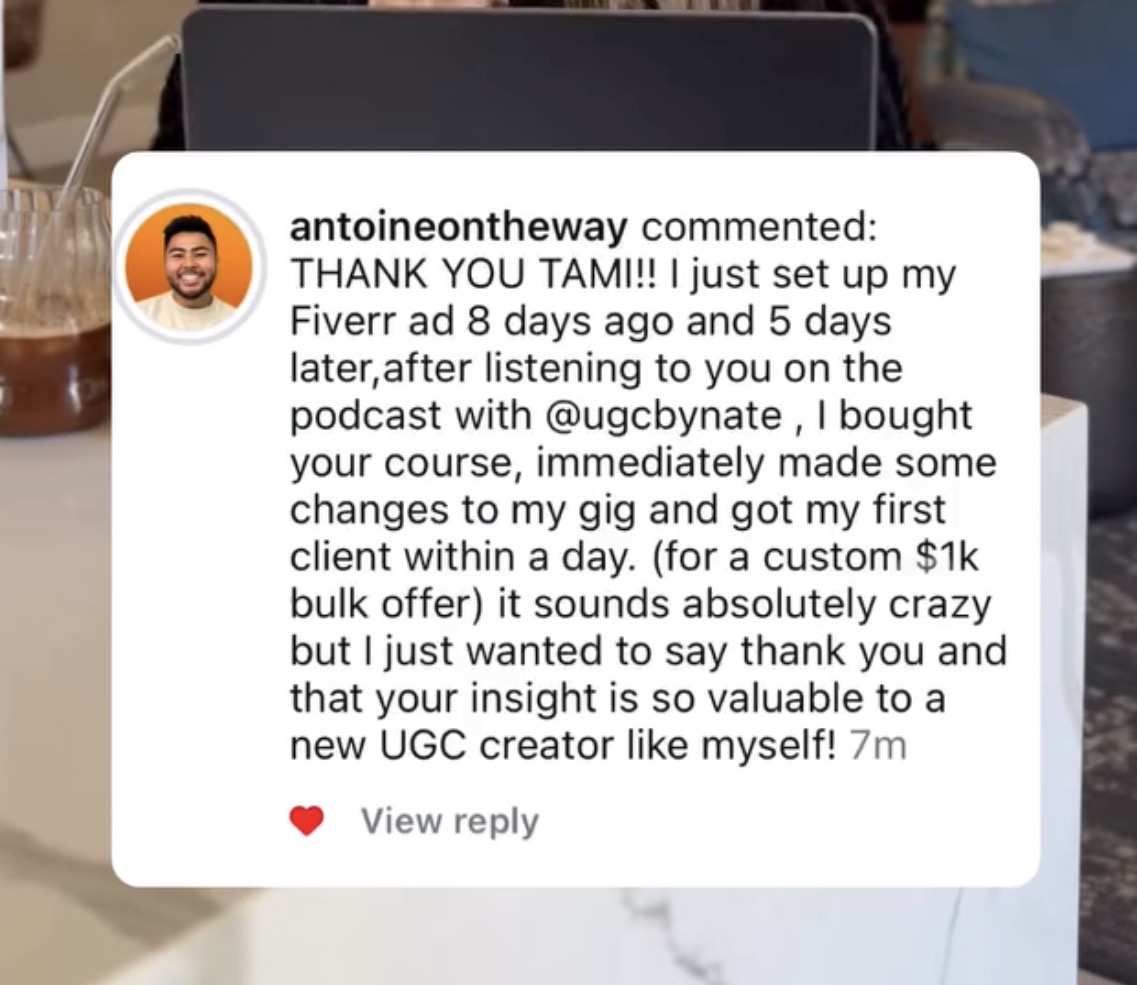 Instagram comment from antoineontheway