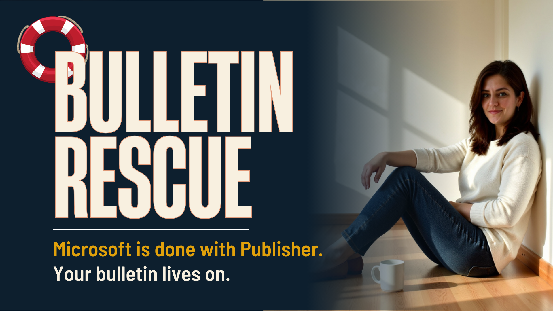 A finished church bulletin next to the Bulletin Rescue workbook