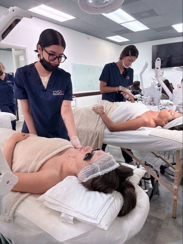 DermaSwiss Institute student performing a dermaplaning treatment