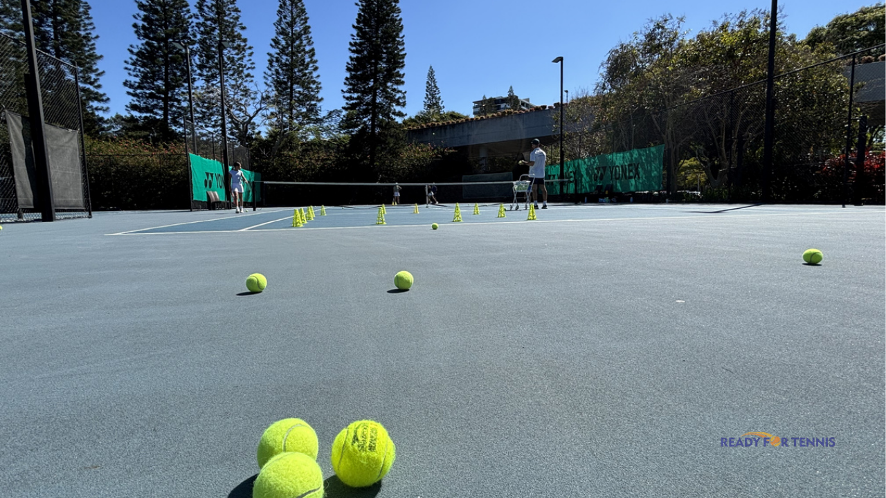 Outdoor Hardcourt Tennis Court on the Gold Coast in Benowa with a coach, coaching adult tennis classes