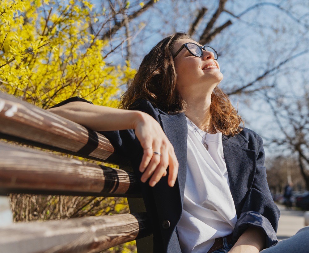 Woman smiling with contentment