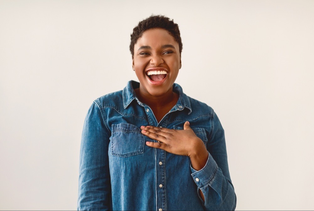 A very happy and cheerful woman