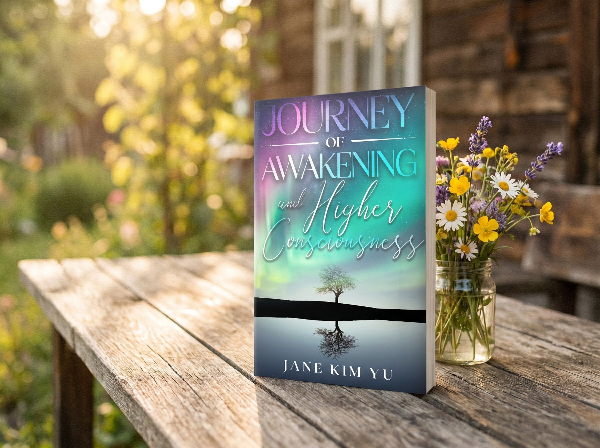 Journey of Awakening, on a sunlit veranda table