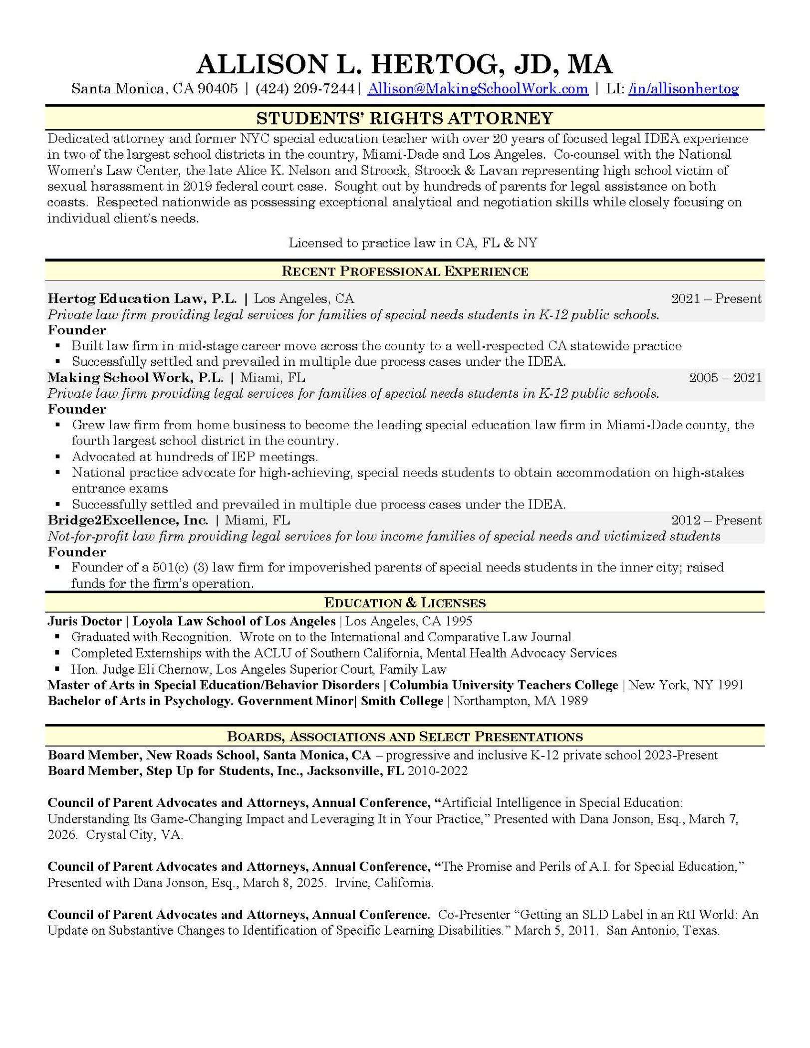 Allison Hertog Resume  