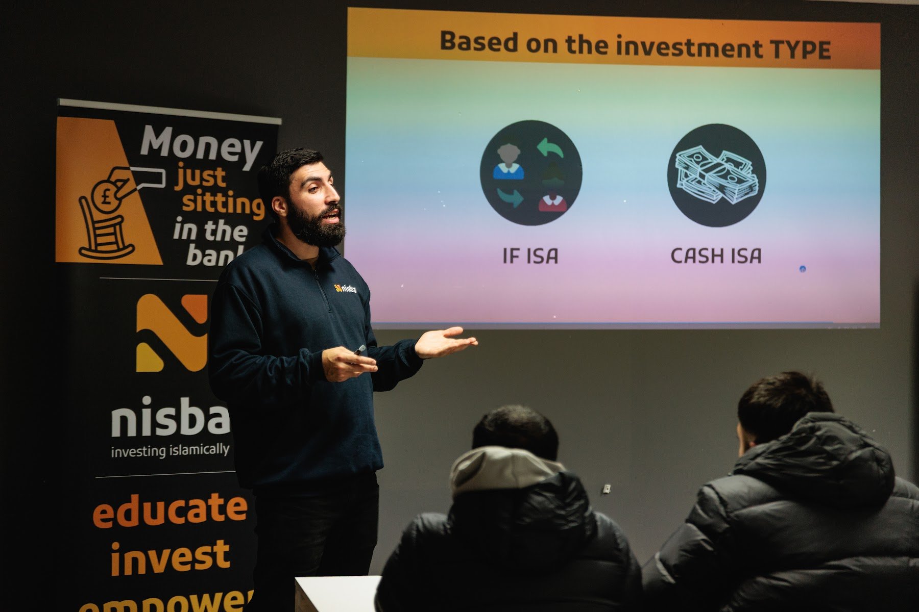 Ahmad explaining the difference between ISAs at a Nisba workshop