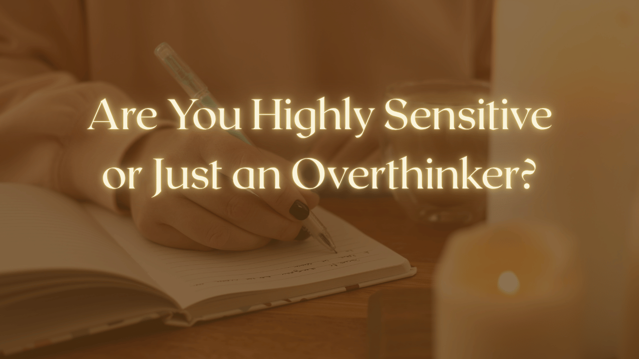 A person sitting quietly with a notebook, the depth of a sensitive mind settling instead of spinning