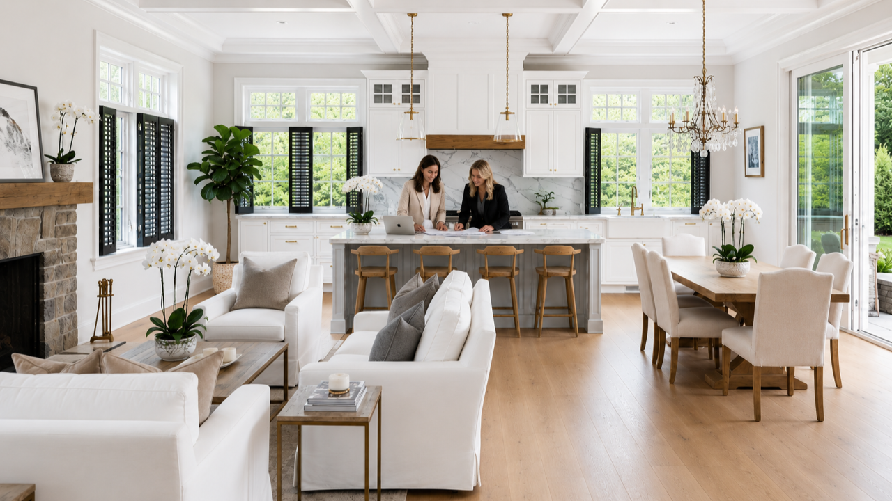 Luxury kitchen with seating area and natural light