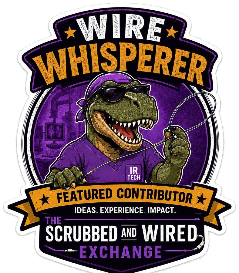 Wire Whisperer sticker — Scrubbed and Wired Exchange featured contributor
