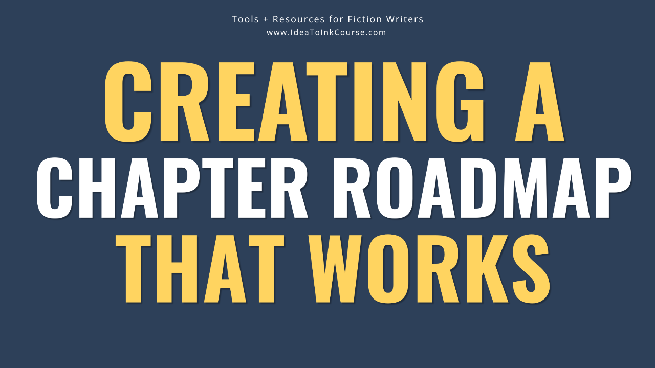 Navy blue background with yellow and white block lettering that says 'creating a chapter roadmap that works'
