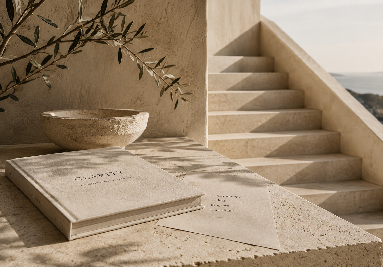 Sunlit Mediterranean setting representing clarity and intentional growth