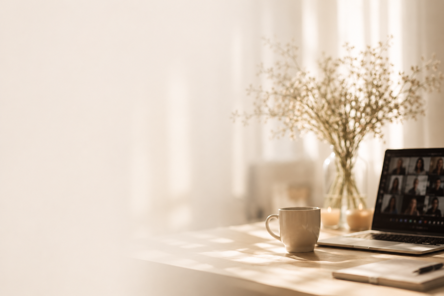 Sophisticated online event setting representing audience engagement and trust