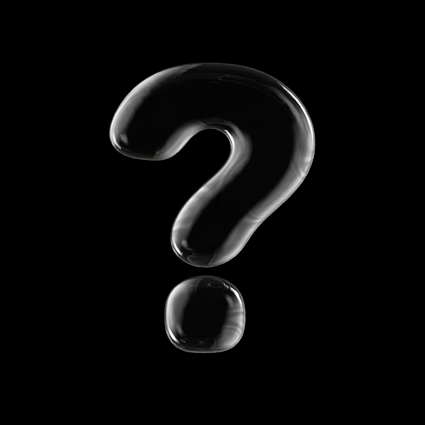 Question mark made of bubbles on a black background