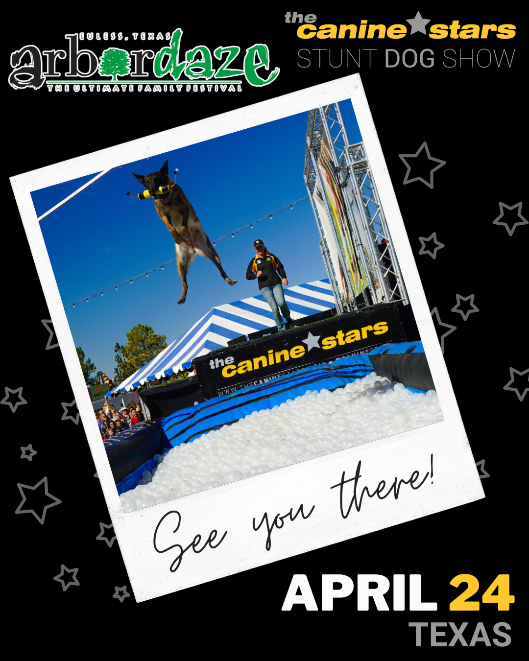 The Canine Stars Stunt Dog Show at Arbor Daze in Euless, Texas – rescue dog show