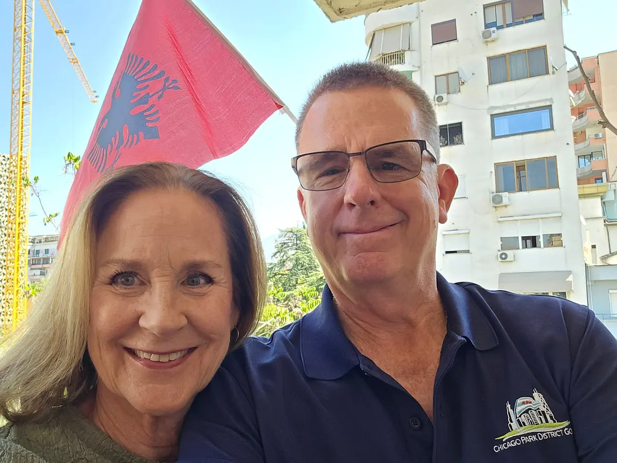 Kathy and Steve Moore, who moved from Chicago to Albania