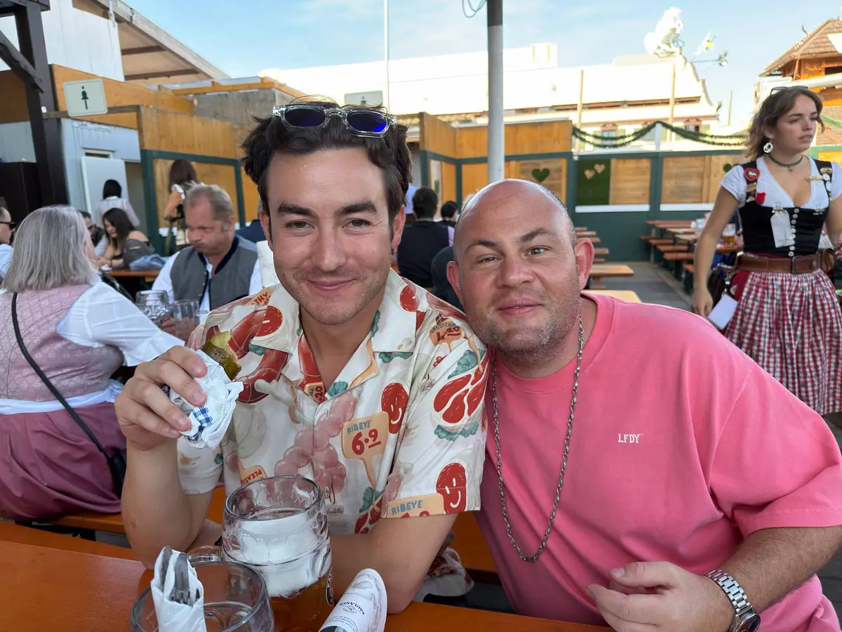 Spencer on the left and Sam on the right at Oktoberfest in Munich in 2026