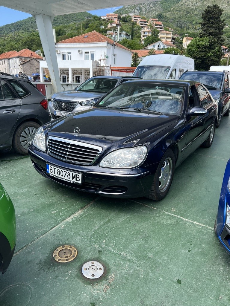 Our blue Mercedes S-320 CDI with Bulgarian plates on a ferry