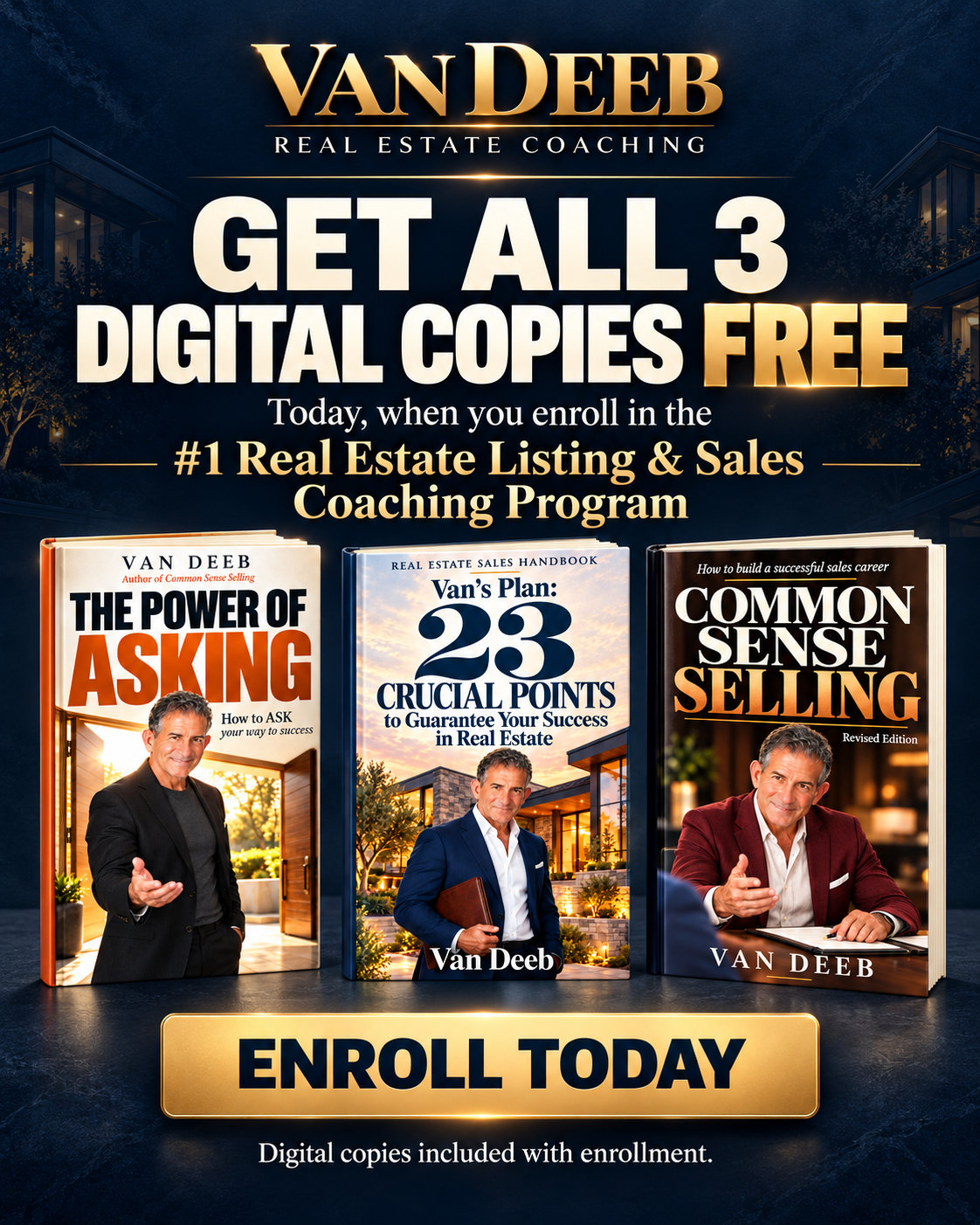 All three Van Deeb digital books are included with your $999 one-time enrollment.