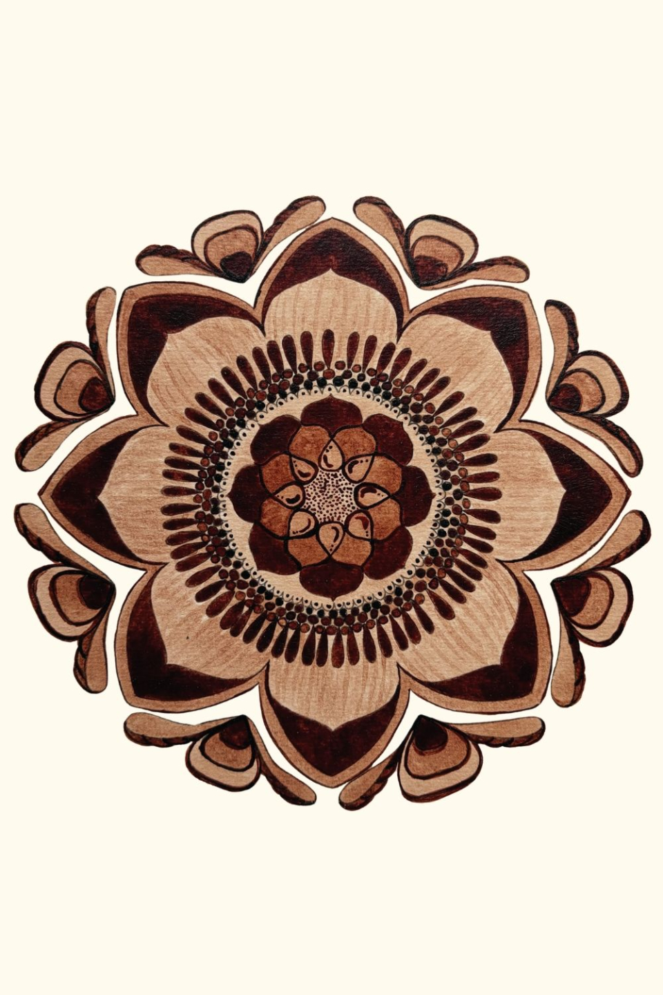 Menstrual art mandala with bees, symbolizing the blooming of the heart, creative flow, and feminine power activated in the Heart-On Consult.