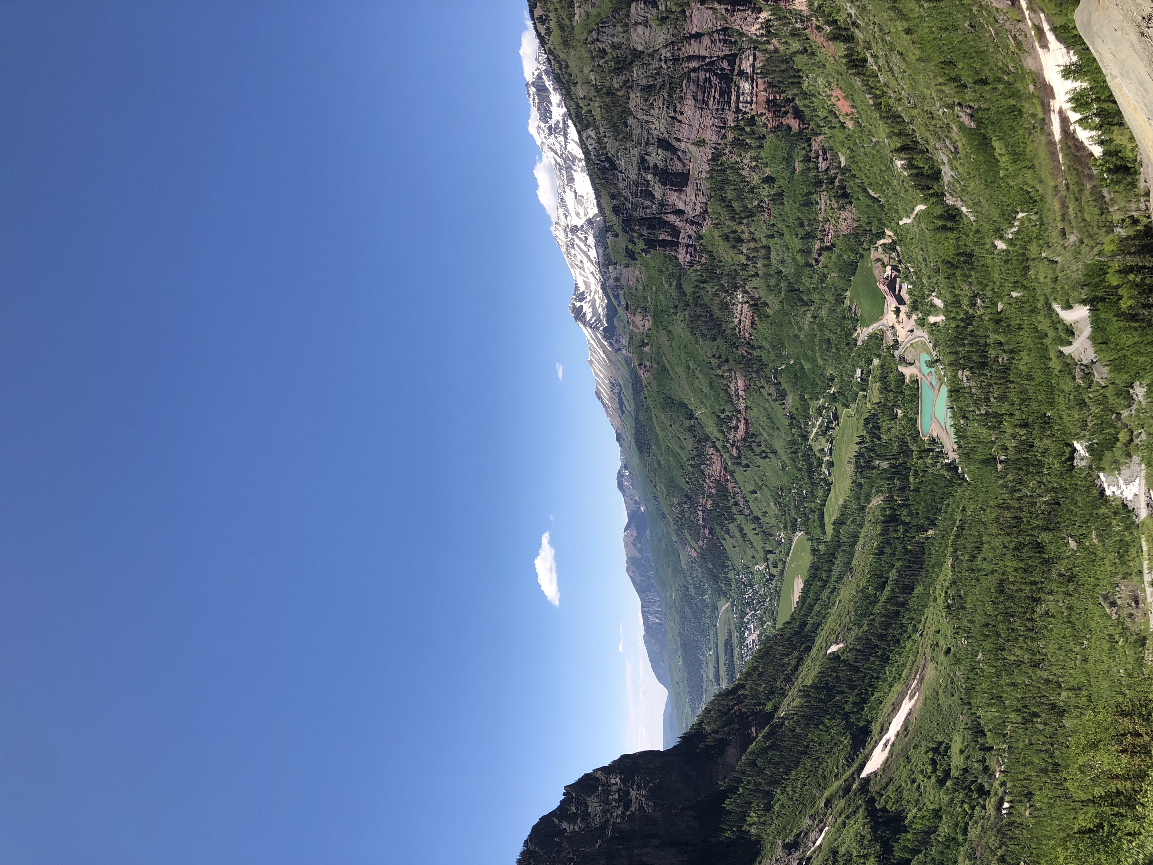 Telluride Colorado as seen from a hiking trail in the mountains