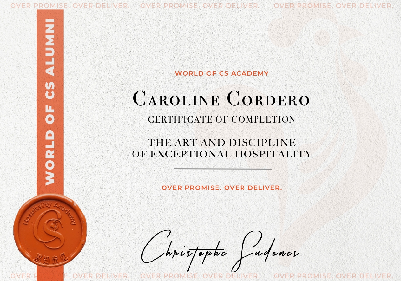 Certificate of completion, Caroline Cordero