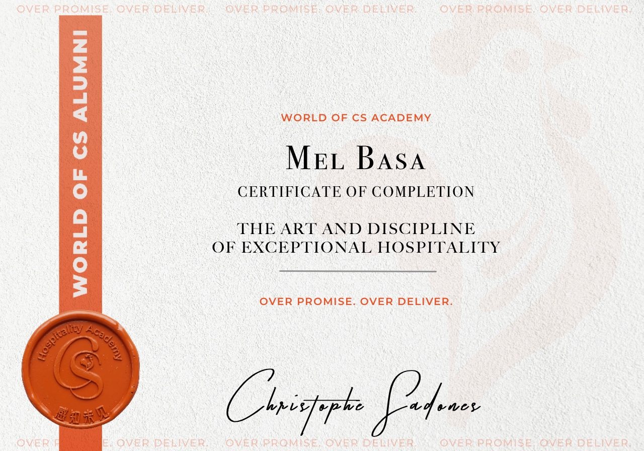 Certificate of completion, Mel Basa