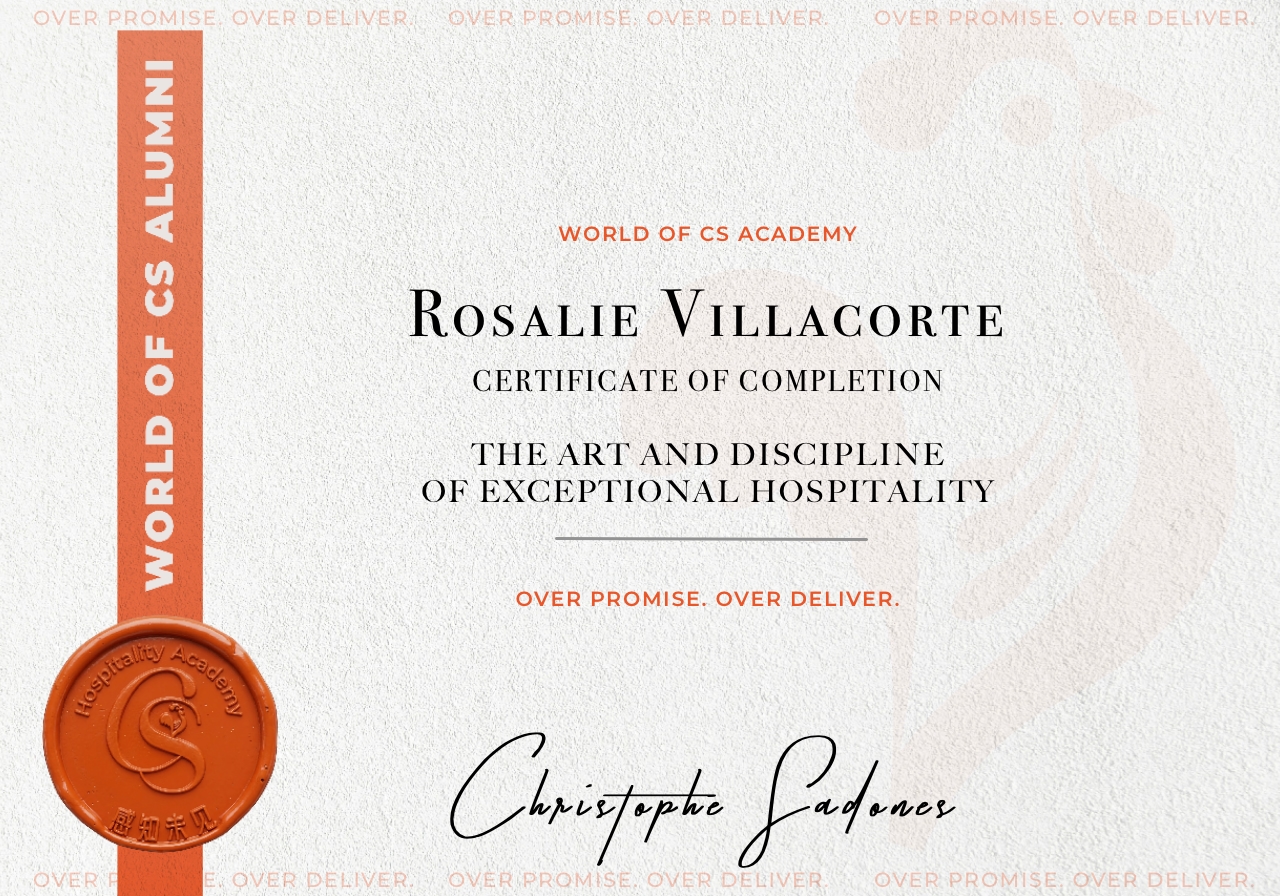 Certificate of completion, Rosalie Villacorte