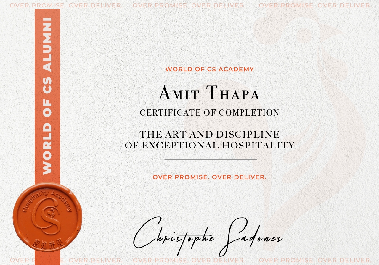 Certificate of completion, Amit Thapa