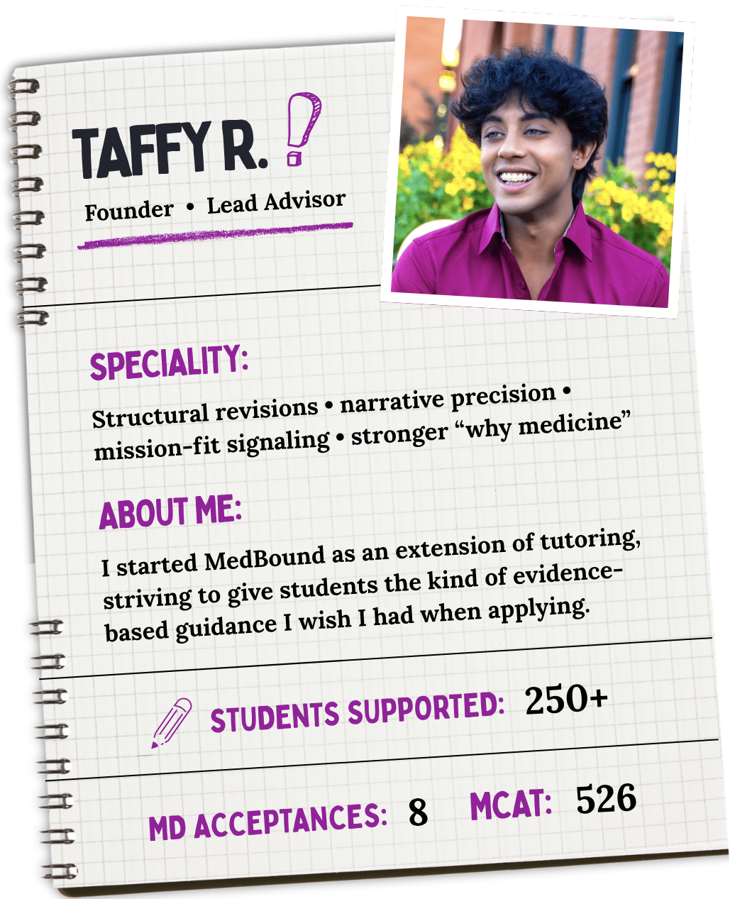 Taffy's tutor showcase (founder & lead advisor)