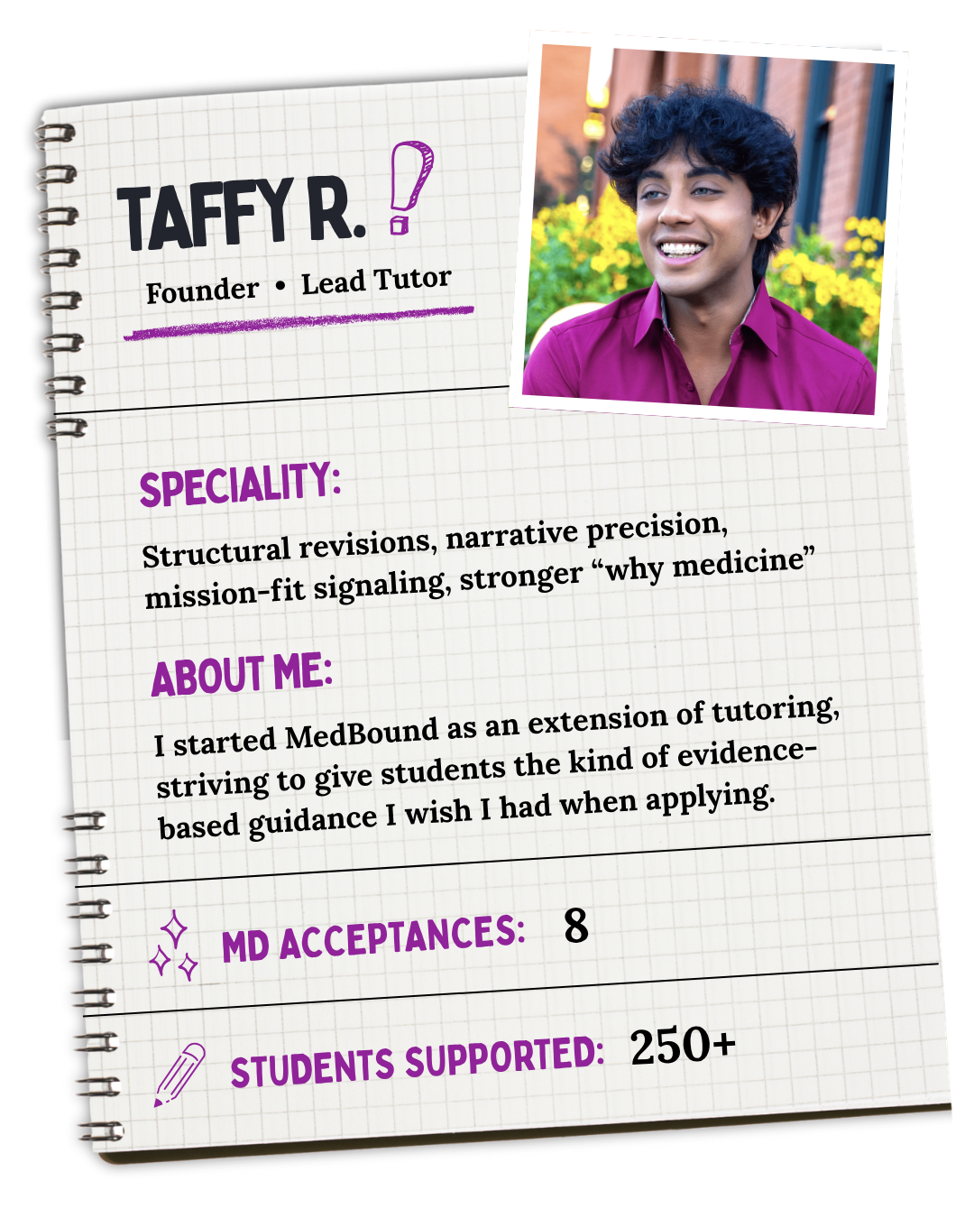 Taffy's tutor showcase (founder & lead tutor)