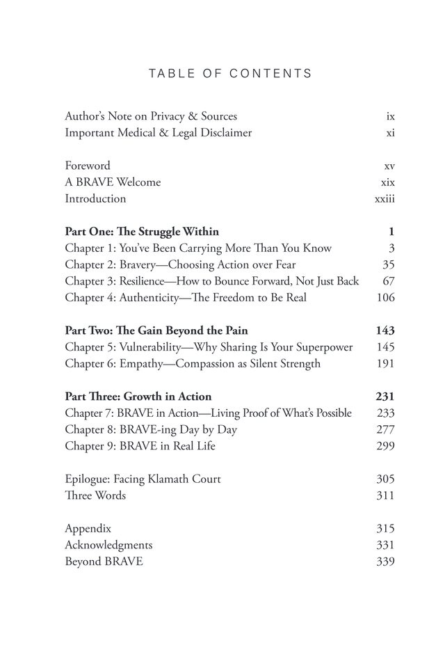 The book’s table of contents