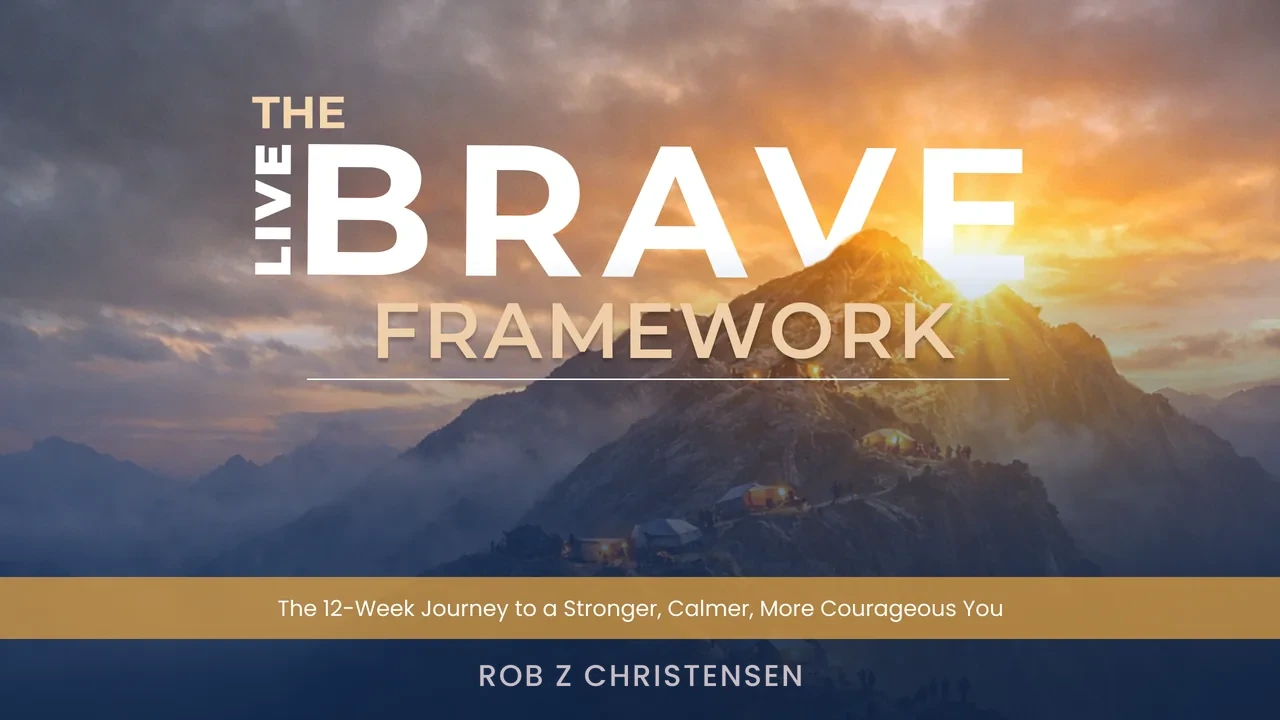 The Live BRAVE Framework course banner: a hiker on a mountain trail at first light