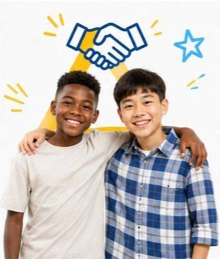 Month 3 Friendships card header image — coloured brand graphic exported from Canva at landscape ratio (approx 4:3), no transparent background