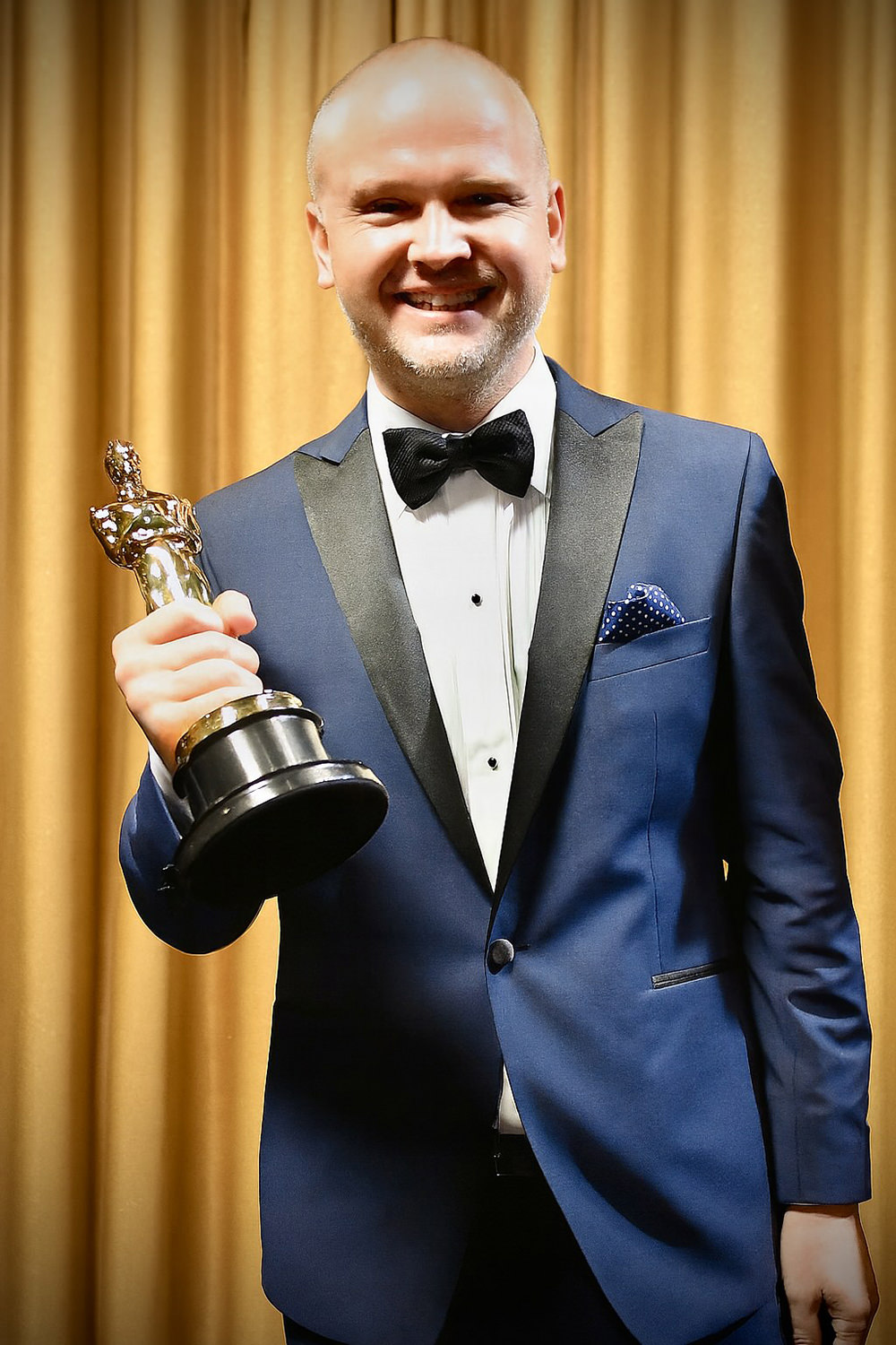 David Malinowski with his Oscar, 2018