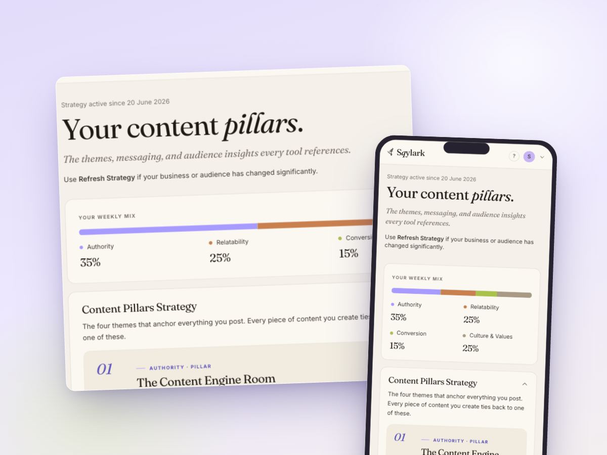 Your Brand Profile and Content Pillars in Sqylark
