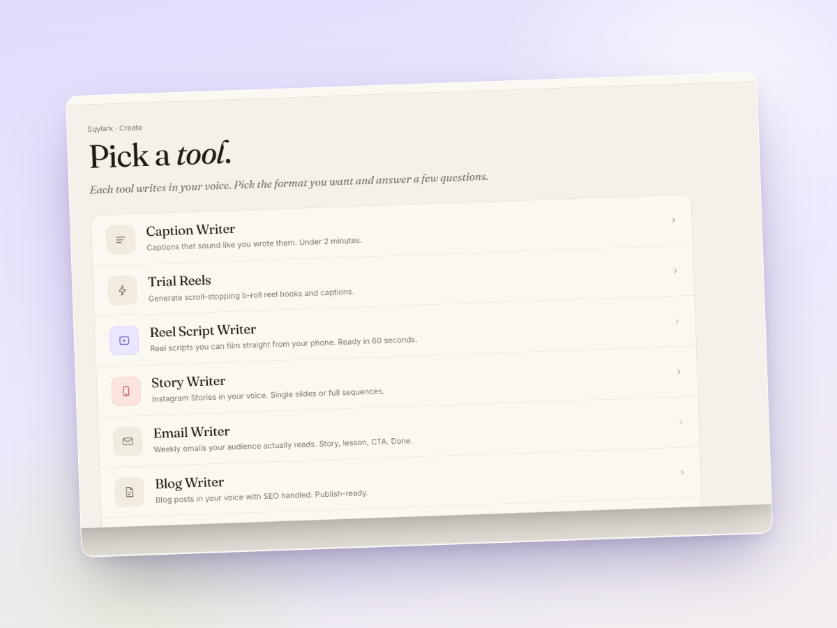 Individual content tools - pick a tool