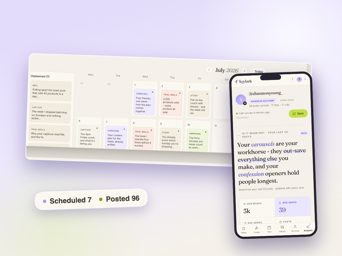 Sqylark schedules and posts to Instagram for you