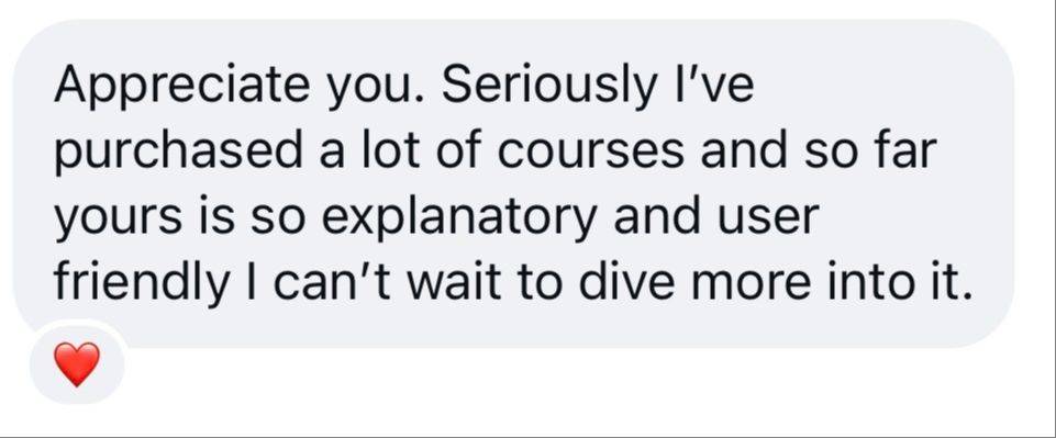 Message from a Back Office customer: of all the courses she has bought, this one is the most explanatory and user friendly