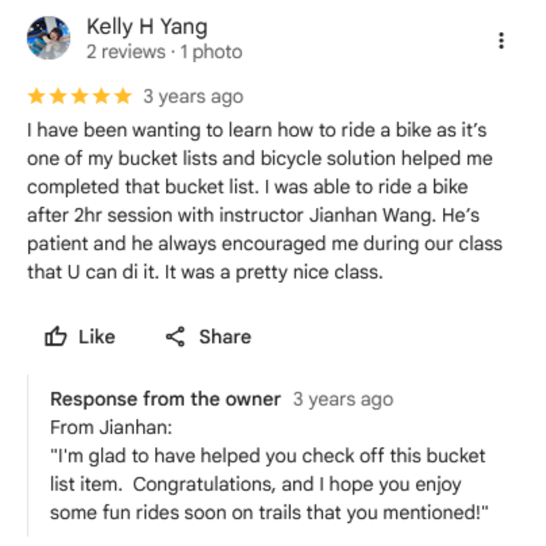 Google Review by Kelly Yang