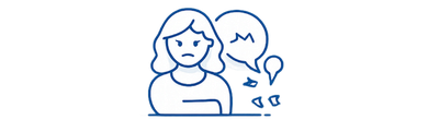 Icon showing a client expressing concern, representing professional liability coverage for coaching services.