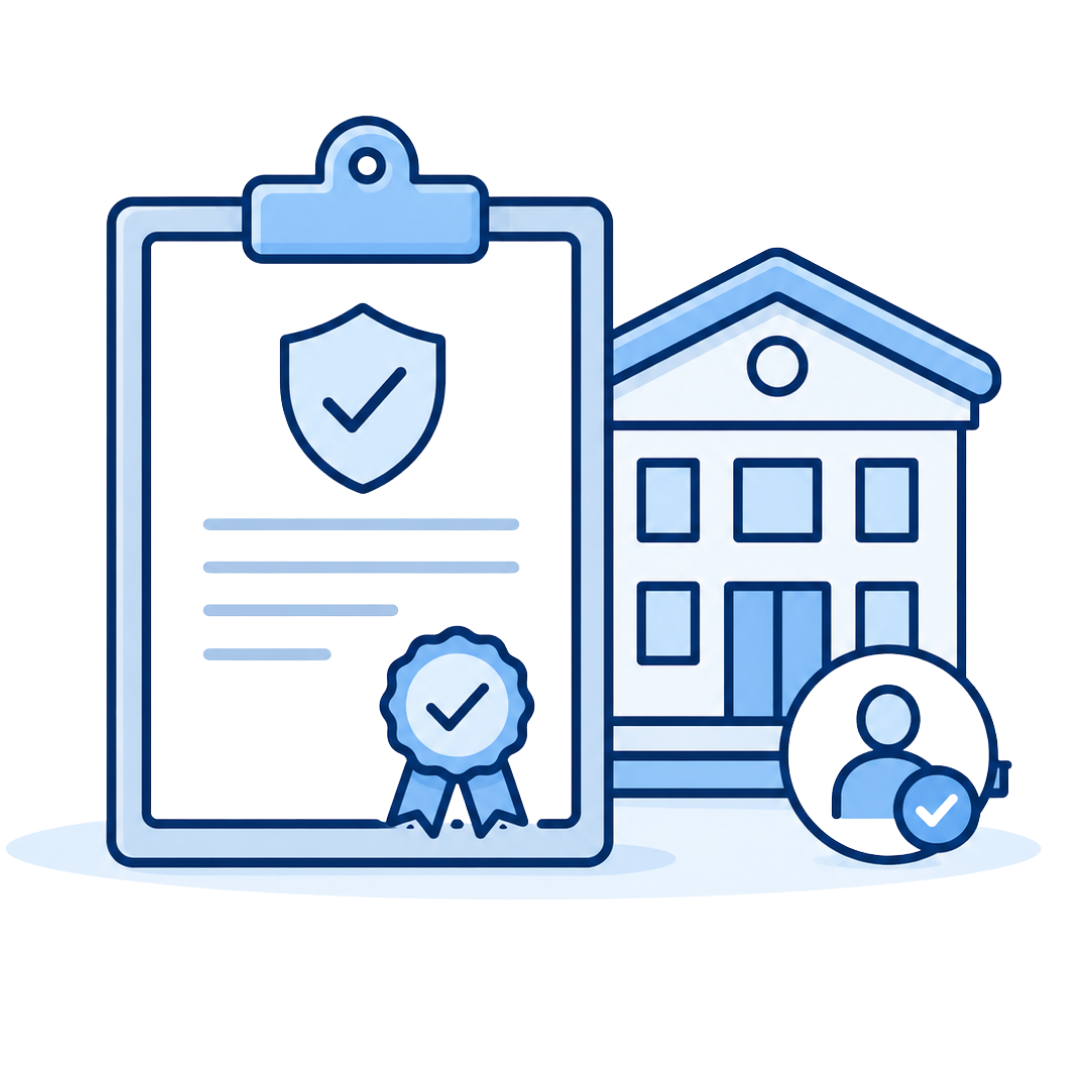 Coach liability insurance requirements icon showing proof of insurance for a professional venue or organization