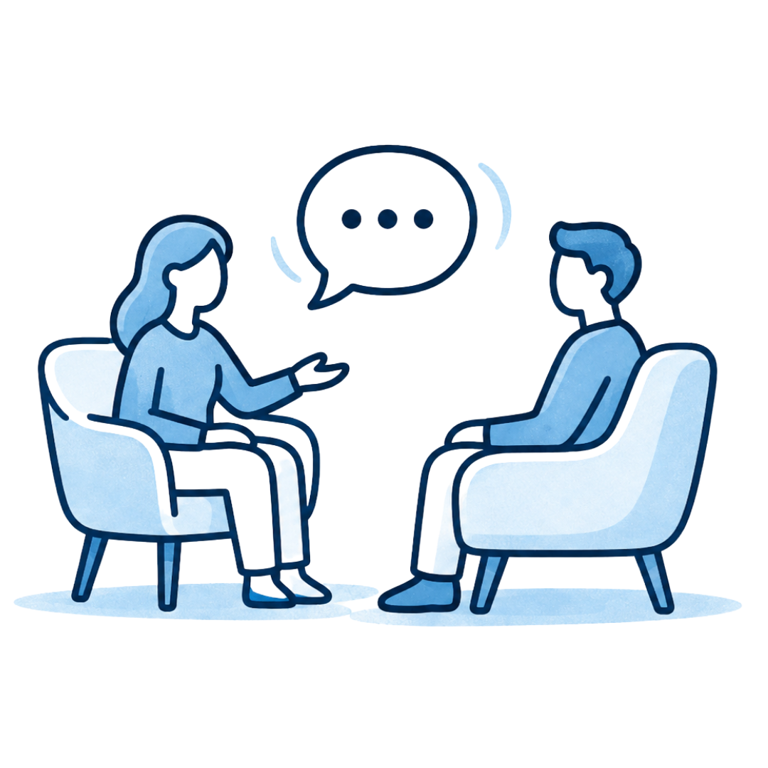 One-on-one coaching session with a coach and client in conversation