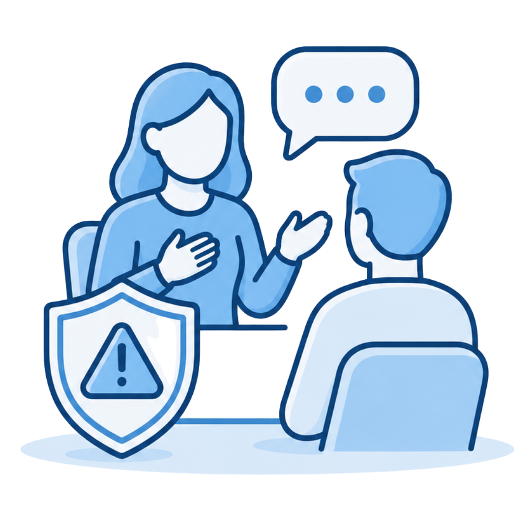 Professional liability insurance for coaches icon showing a coach working with a client and a protective shield