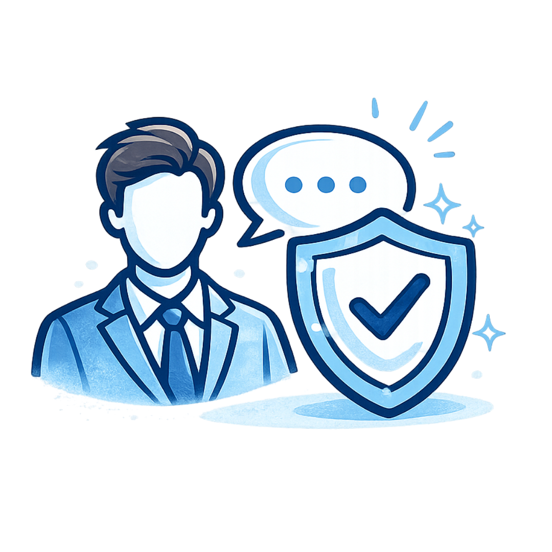 Professional liability insurance for coaches icon with coach, speech bubble, and shield